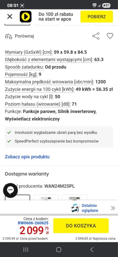 Sprzedam pralke