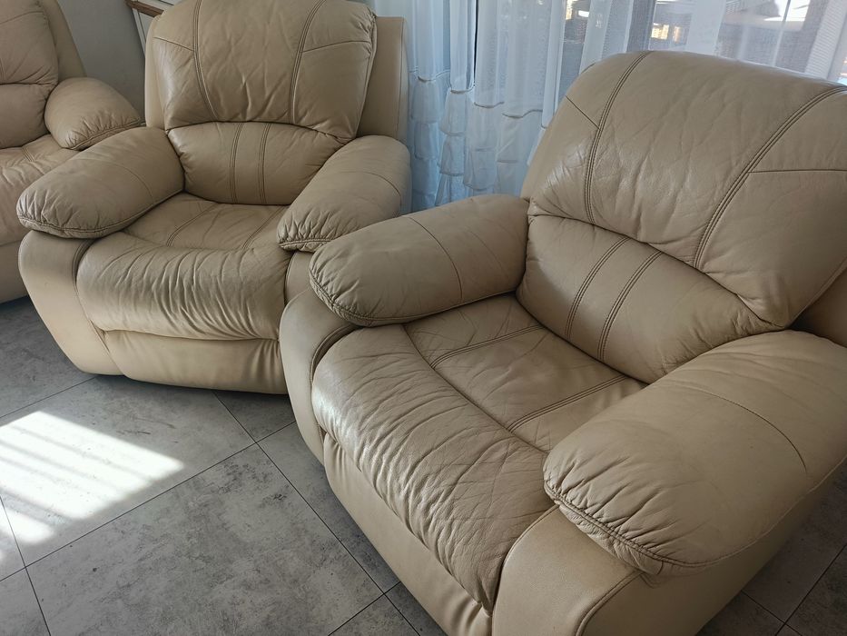 Skórzany zestaw wypoczynkowy kler relax super stan
