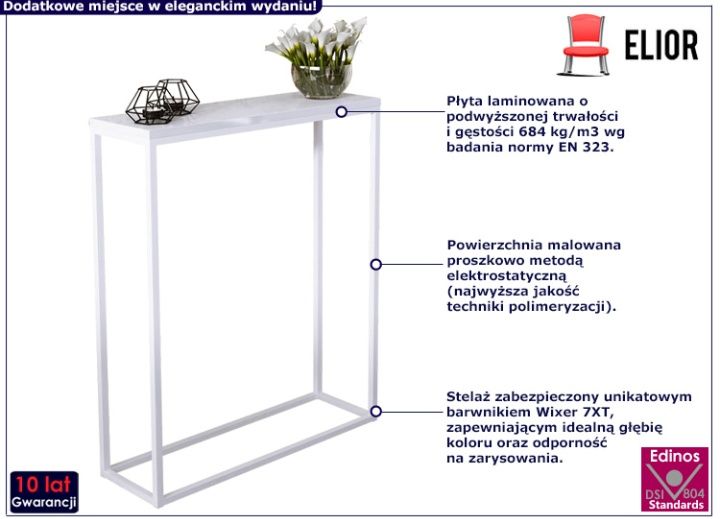 Stolik konsola biały polysk