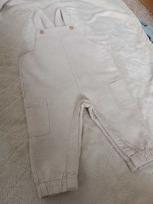 Spodnie ogrodniczki chłopięce, bawełna, len, 74 H&M