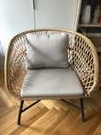 Fotel wypoczynkowy boho (z poduszkami) - rattan plastikowy