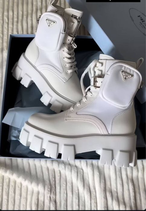 Чоботи Prada Monolith Boots White — Оригінал