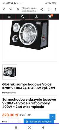 Głośniki samochodowe Voice Kraft VK80A24LD 400W kpl. 2szt