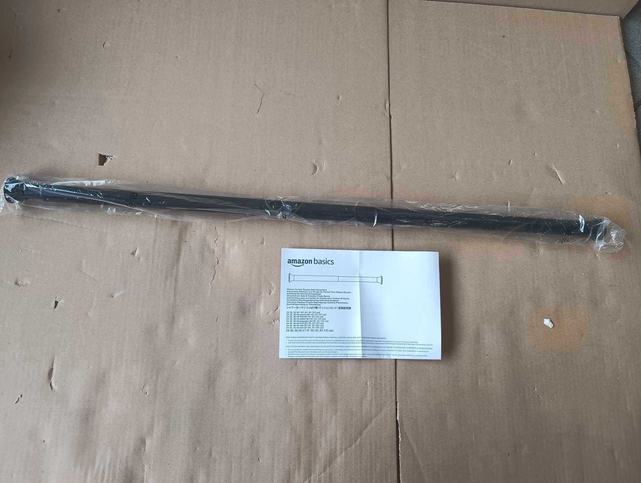 Amazon Basics Karnisz rozporowy, 91-137 cm, regulowana długość, NOWE