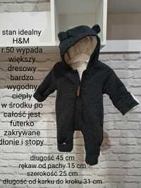 H M 50 56 dla noworodka miś kombinezon dresowy H&M pajac z uszami