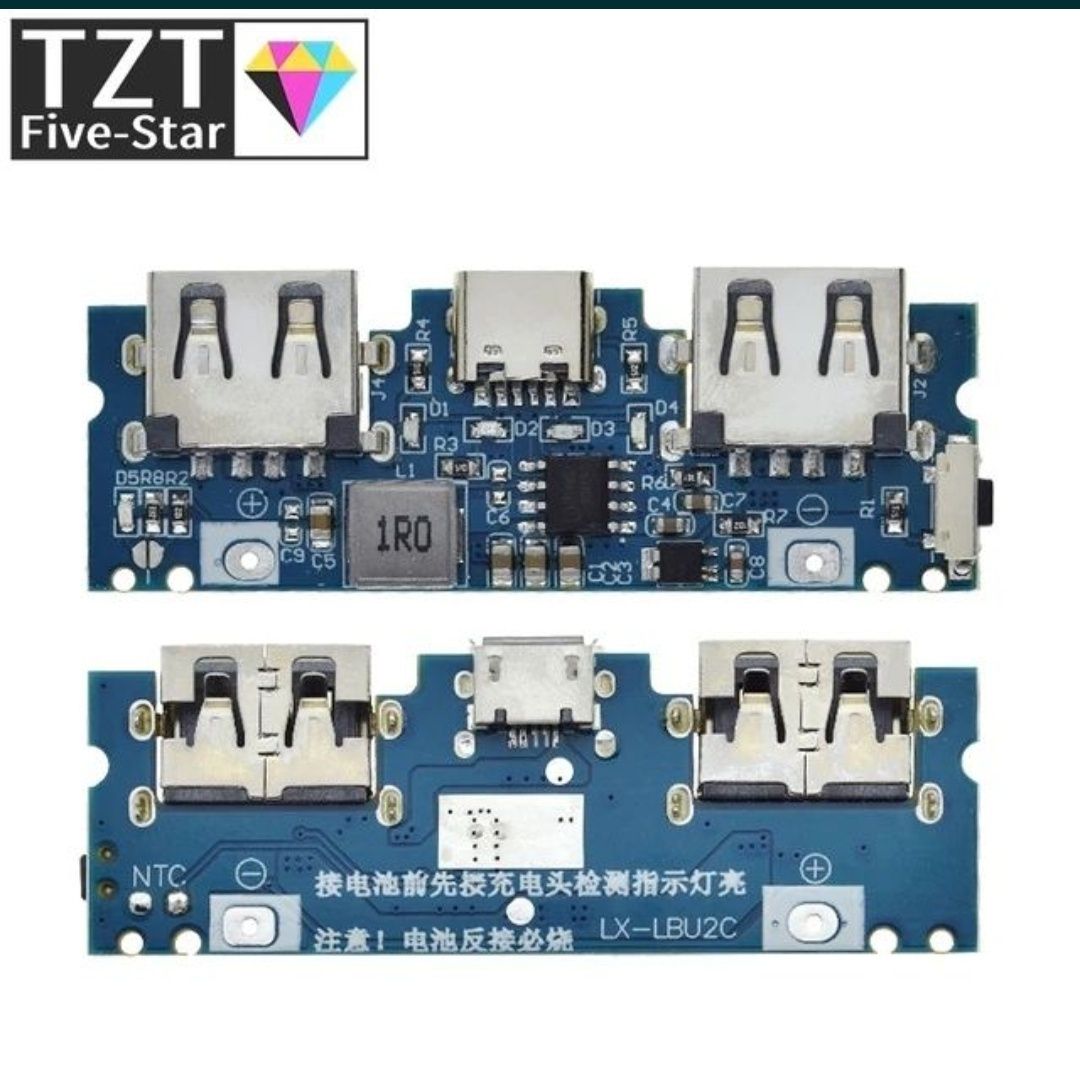 плати Micro/Type-C USB 5V 2.4A Dual USB 18650 | плати TP4056
Плата для