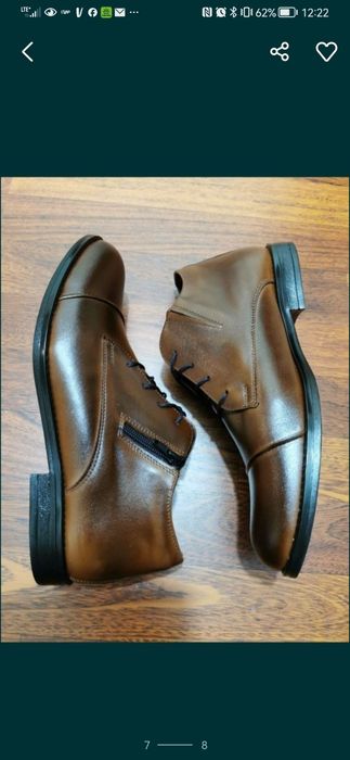 Eleganckie Skórzane Ocieplane Buty Męskie Lekkie Wygodne Tylko Roz.41