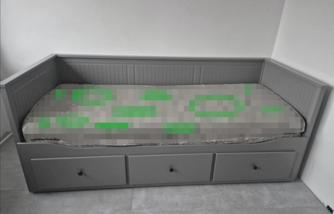 Meble Ikea - Szafa Pax, Hemnes biurko, komoda, łóżko szare - stelaż