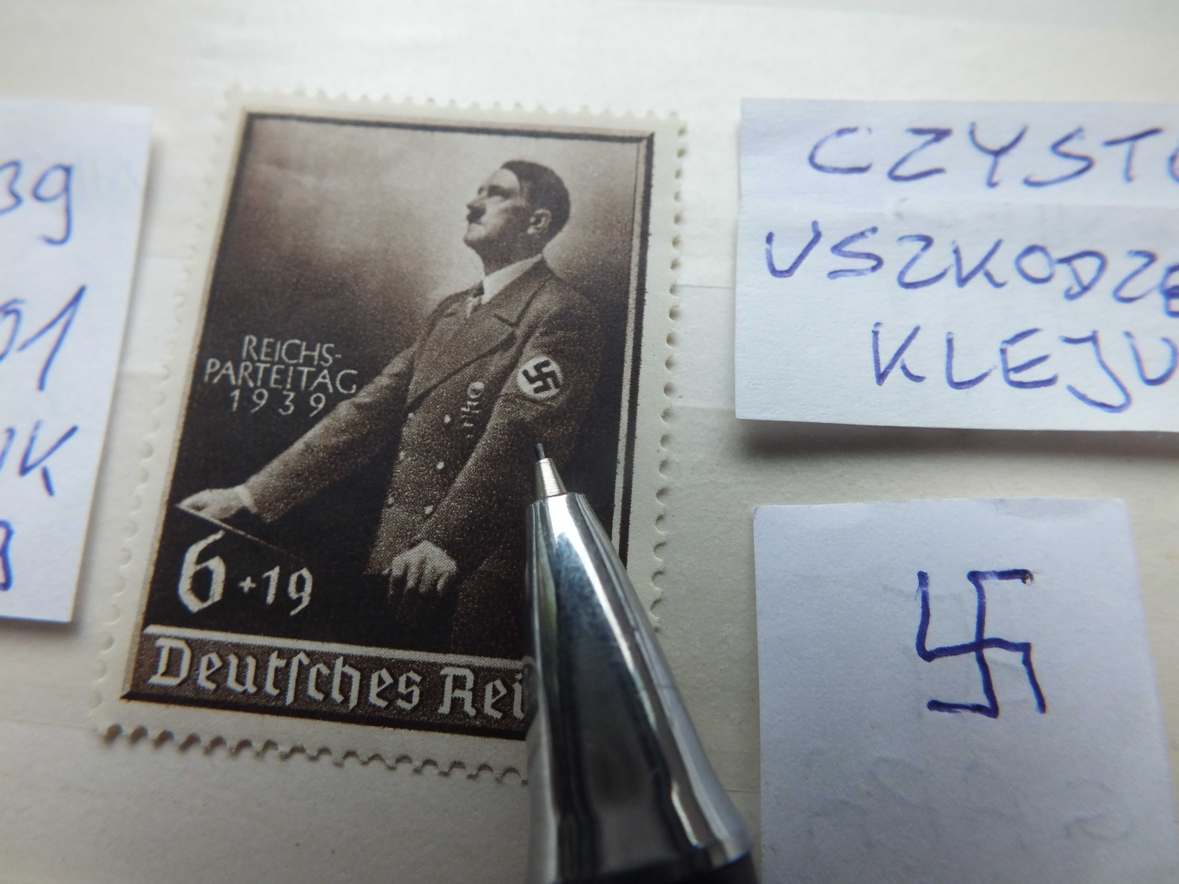 znaczki Mi 701 data Niemcy 1939r. Hitler Swastyka czysty Rzesza Reich
