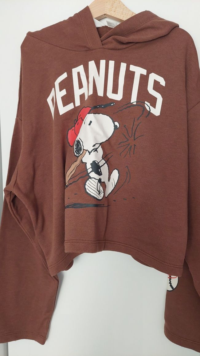 Bluza r. 146 152 h&m Peanuts bluza kaptur brązowa urocza