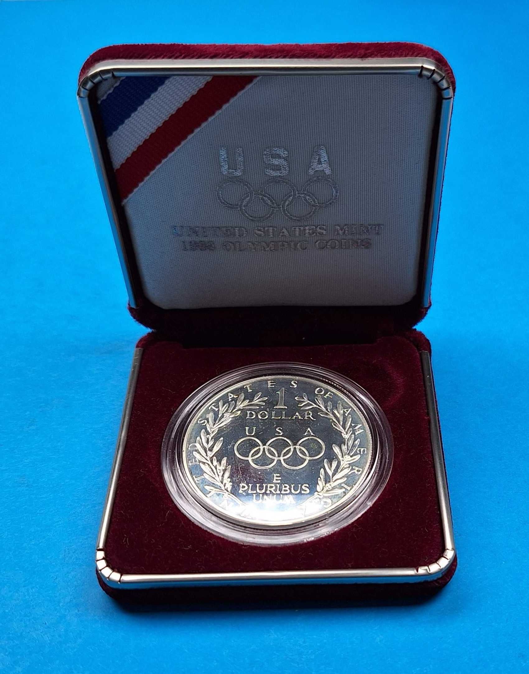 USA 1 dolar 1988, Olimpiada Seul, stan menniczy, komplet, Ag 0,900