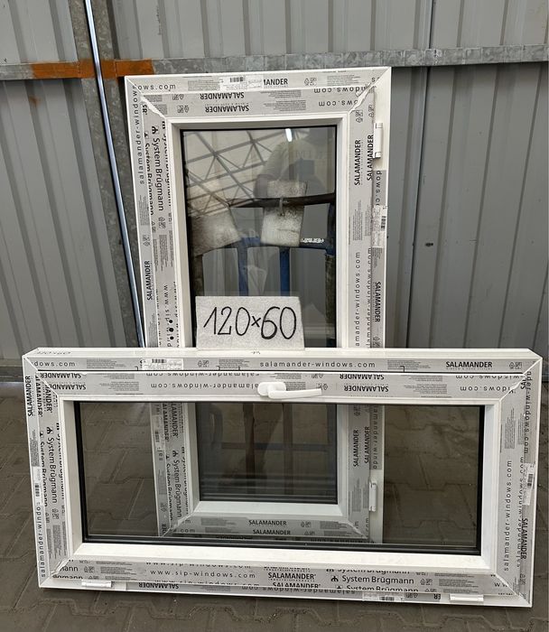 Okna PCV 120 x 60 białe, dostępne kilka sztuk.