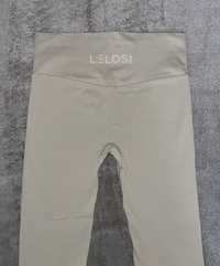 Prążkowane Legginsy Lelosi Move Claire beżowe rozmiar XL (42)
