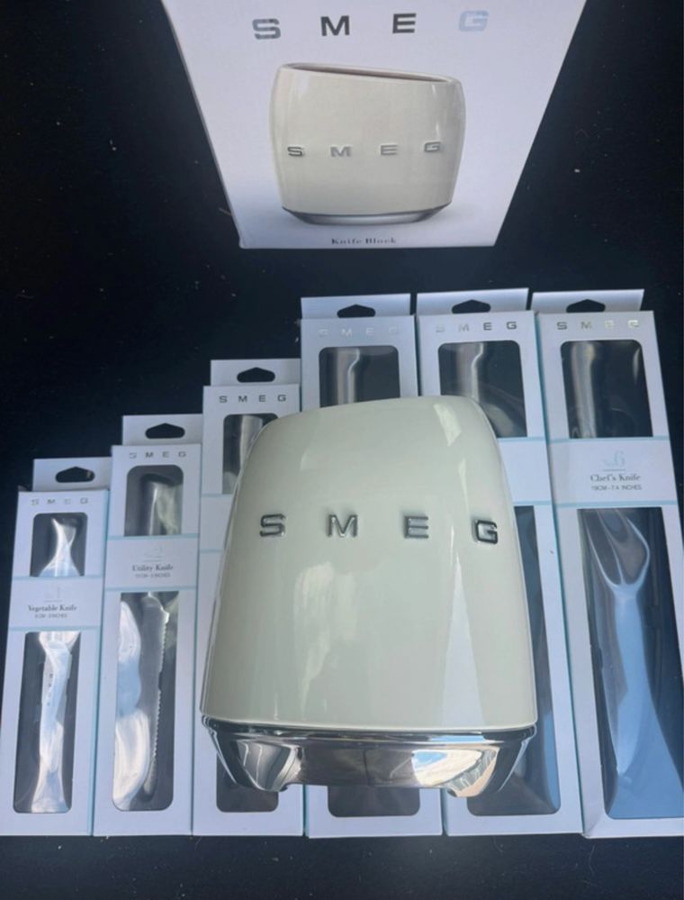 Smeg bloco branco ou preto + 6facas