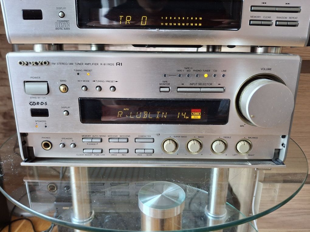 Amplituner Onkyo R- 811RDS CD C-711,, wyjście na subwoofer,org. pilot!