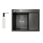 Мийка для кухні Lidz 6350B крило праворуч Brushed Black PVD 3,0/1,0 мм