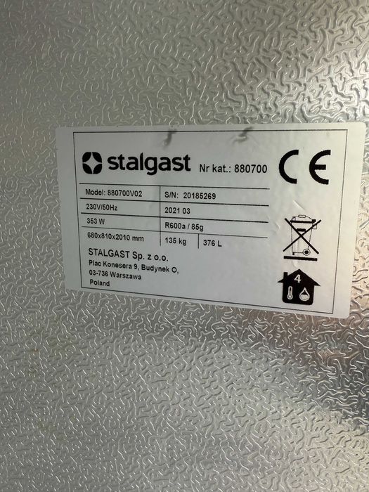 Szafa chłodnicza zapleczowa Stalgast 2021r.