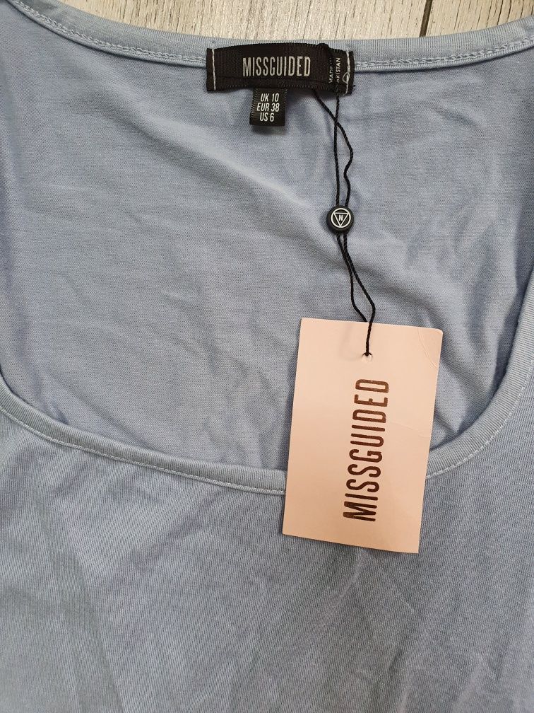 Sukienka missguided basic square neck midi dress niebieska. nowa