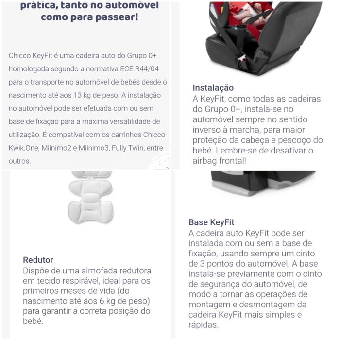 Vendo Carrinho + Ovo com base de fixação CHICCO