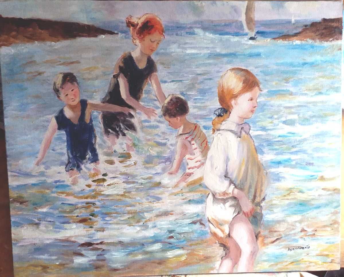 Pintura a óleo sobre tela 60x50 cm - São Martinho do Porto