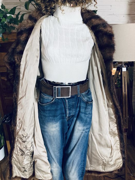 Czekoladowe futro naturalne L40