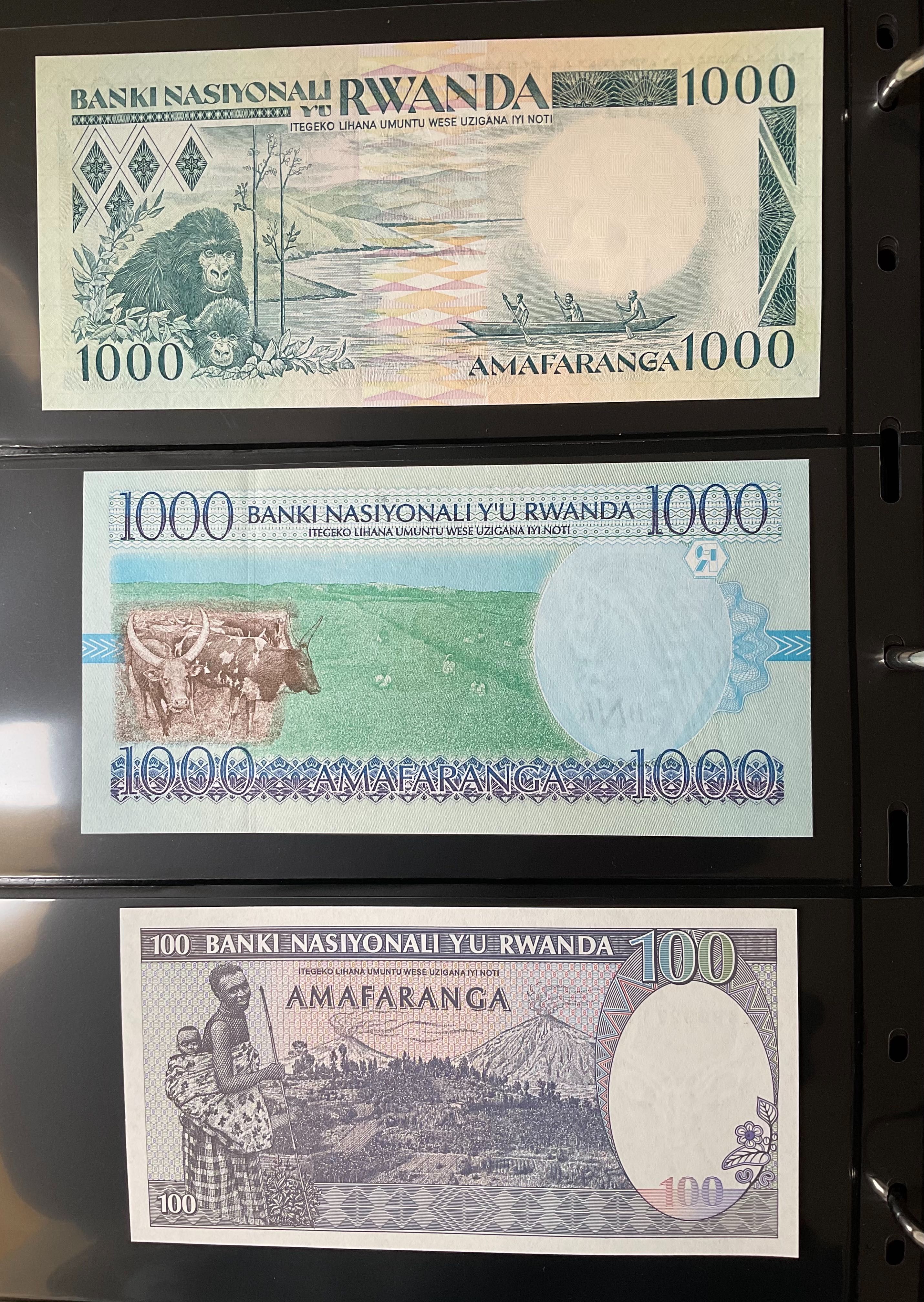 Notas novas colecção Francos Ruanda *Não circulada*