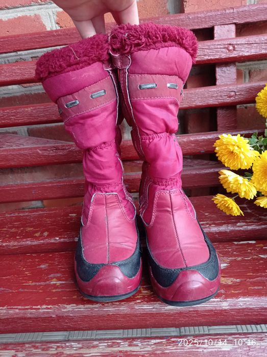 Зимові червоні чобітки для дівчинки 20,3 см по устілці 32 розмір