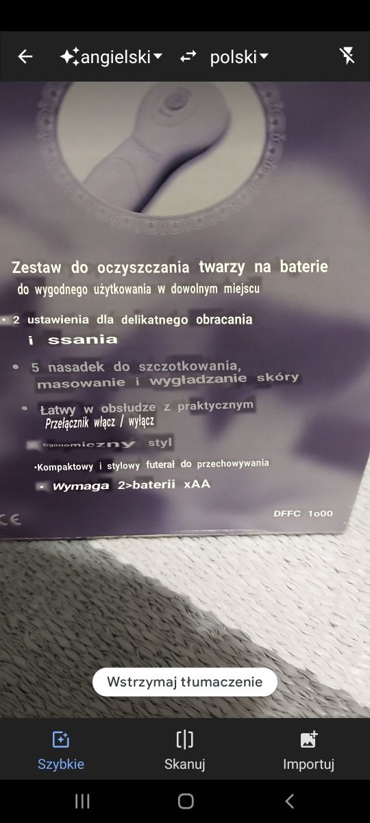 Zestaw do oczyszczania twarzy na baterie. MASAZER.