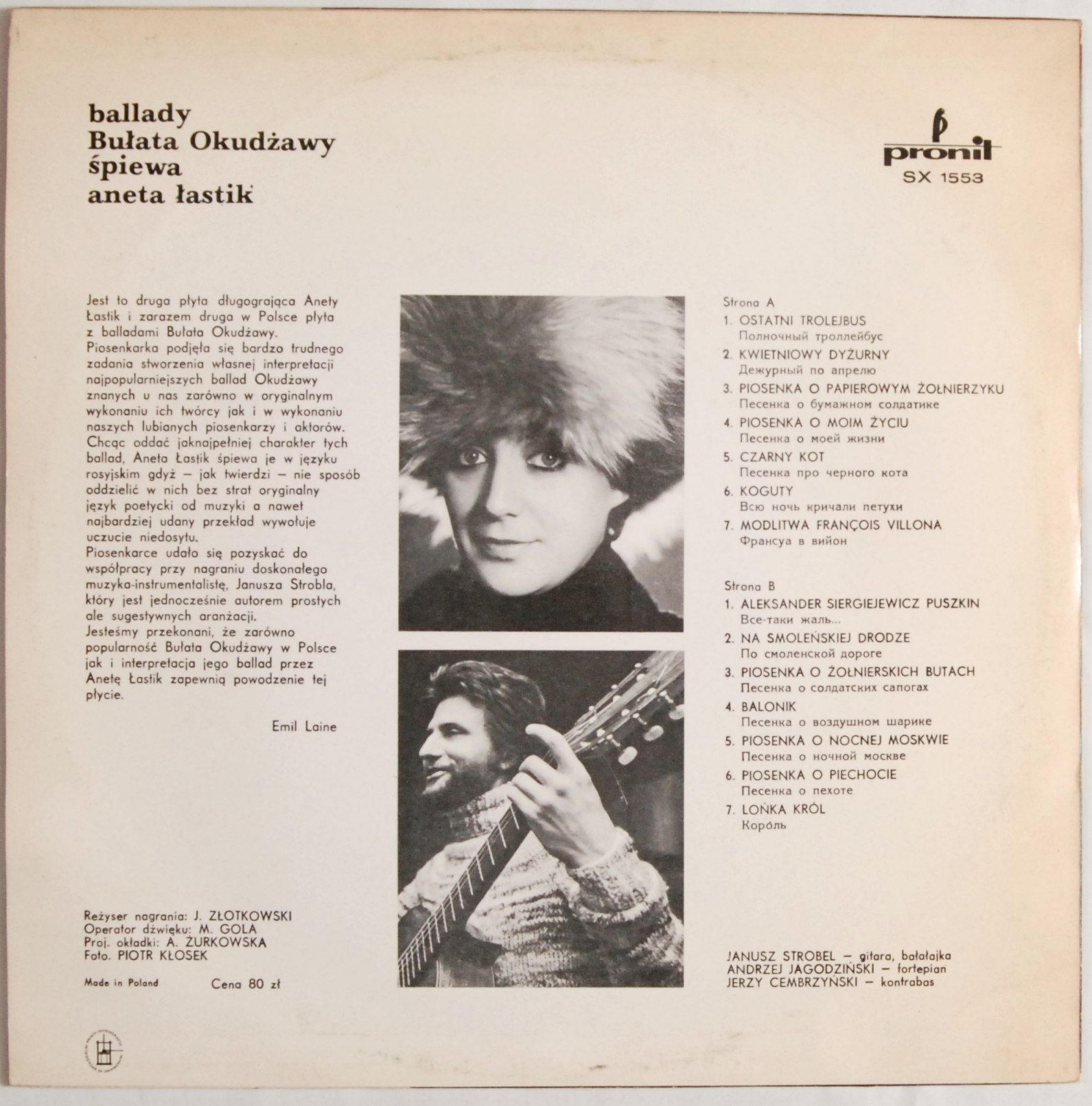 Aneta Łastik - Ballady Bułata Okudżawy s.EX-