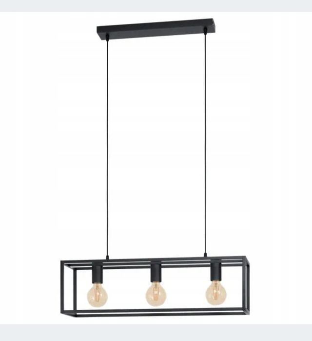 Lampa wisząca regulowana wysokość 3xe27 retro czarna