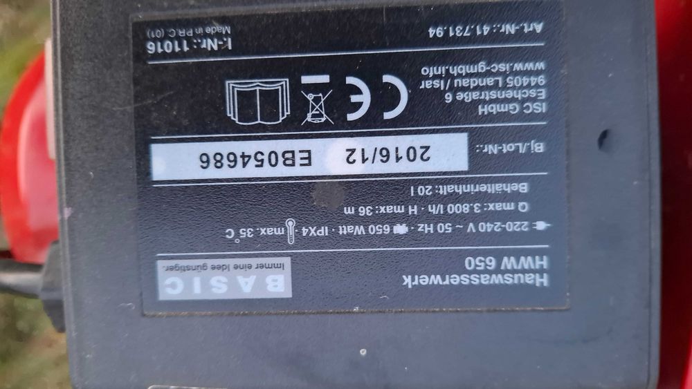 Pompa wodna  HWW 650 Hauswasserwerk Basic ISC 650 Watt