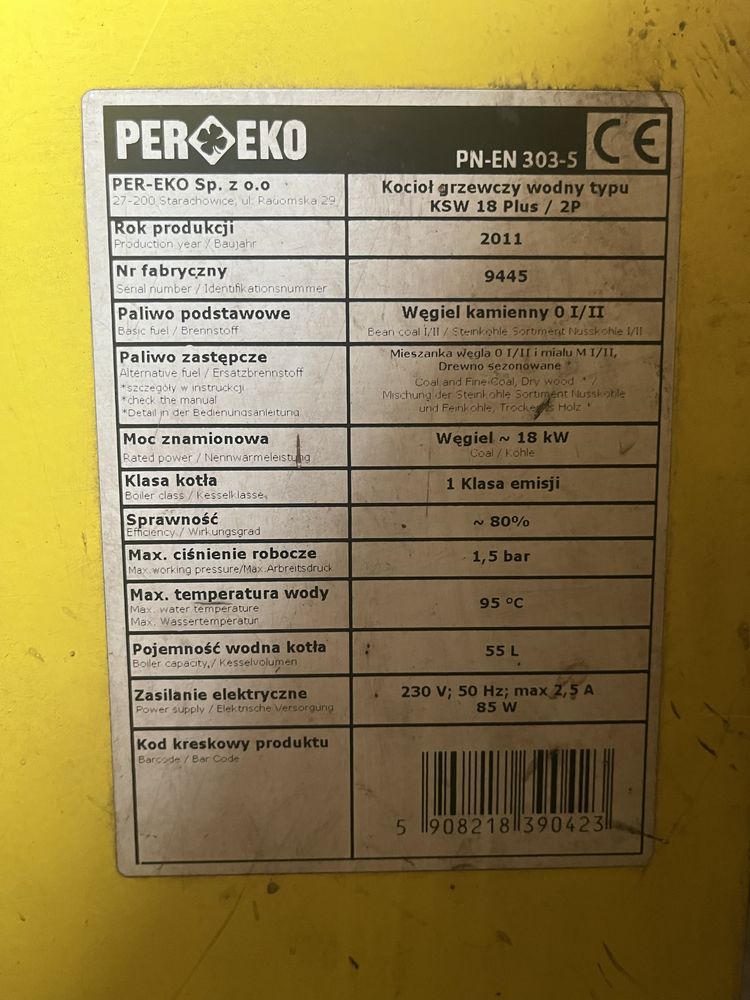Piec zasypowy 18kw