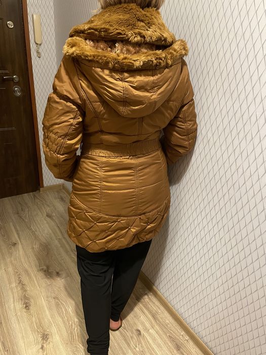 Brązowa, ruda kurtka zimowa, pikowana, rozmiar XL/XXL