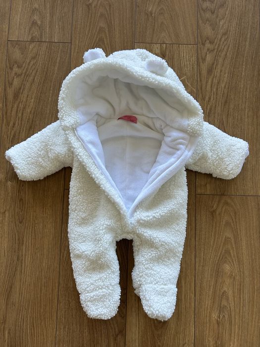 Дитячий комбінезон зимовий білосніжний , білий , Тедді