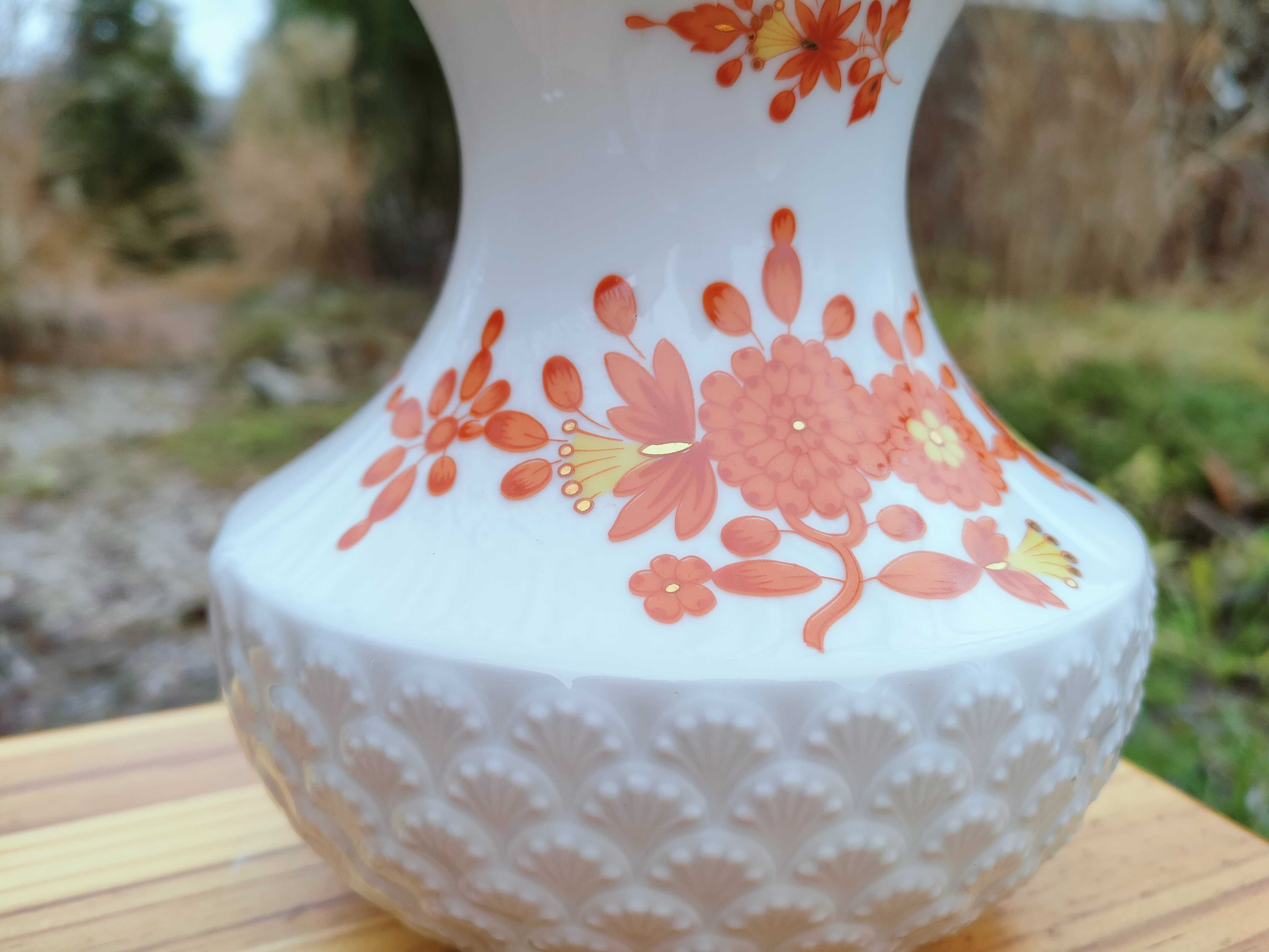 Śliczny wazon w pomarańczowe kwiaty - Hutschenreuther