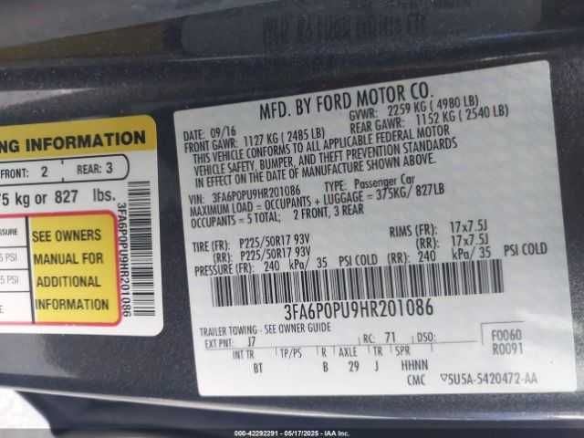 FORD FUSION Energi SE Luxury 2017