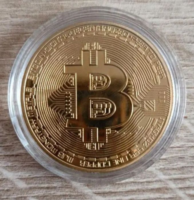 Kolekcjonerska moneta Bitcoin + kapsel