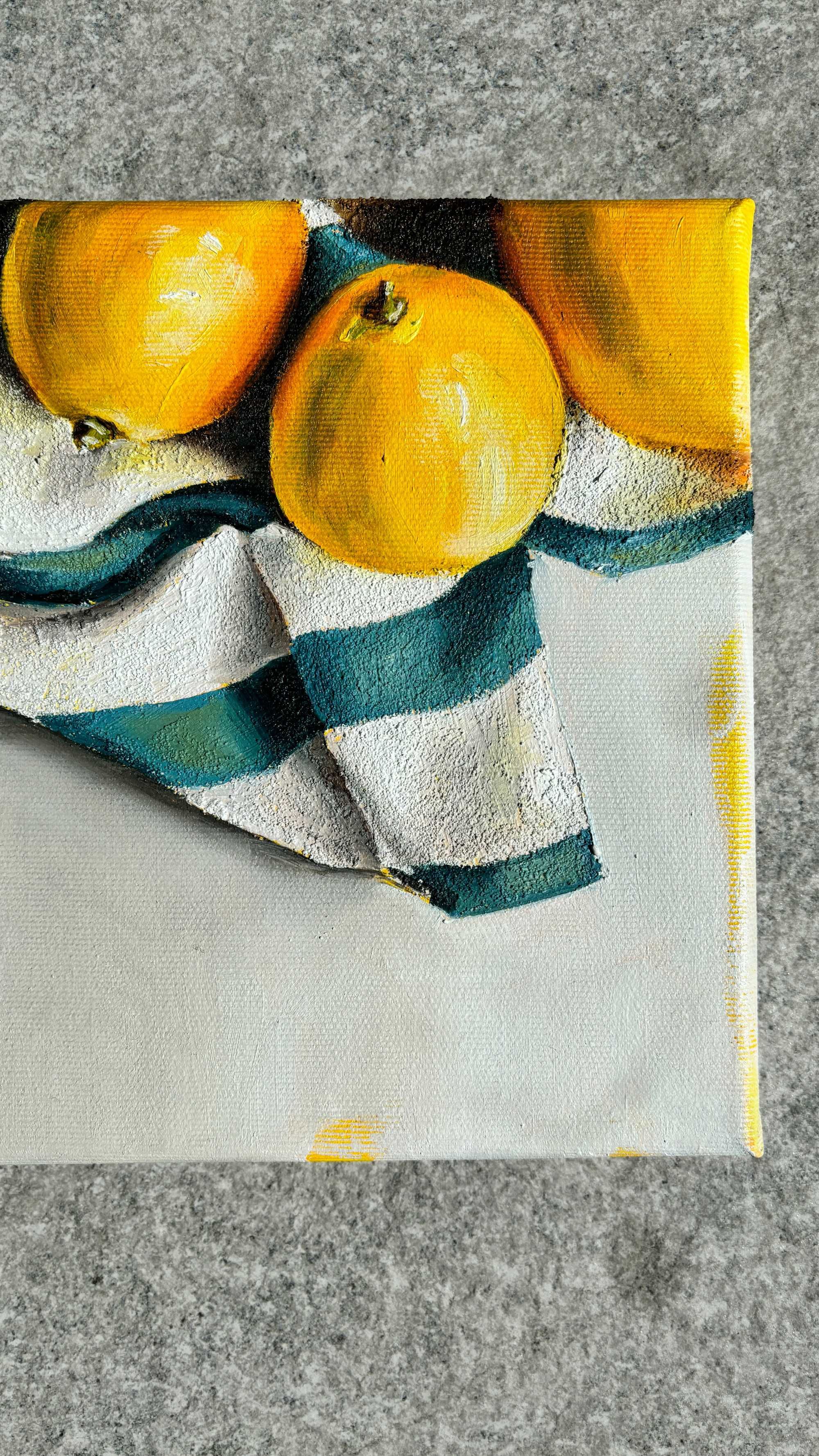 Obraz nowoczesny ręcznie malowany olejny na płótnie "Letnie Cytryny"