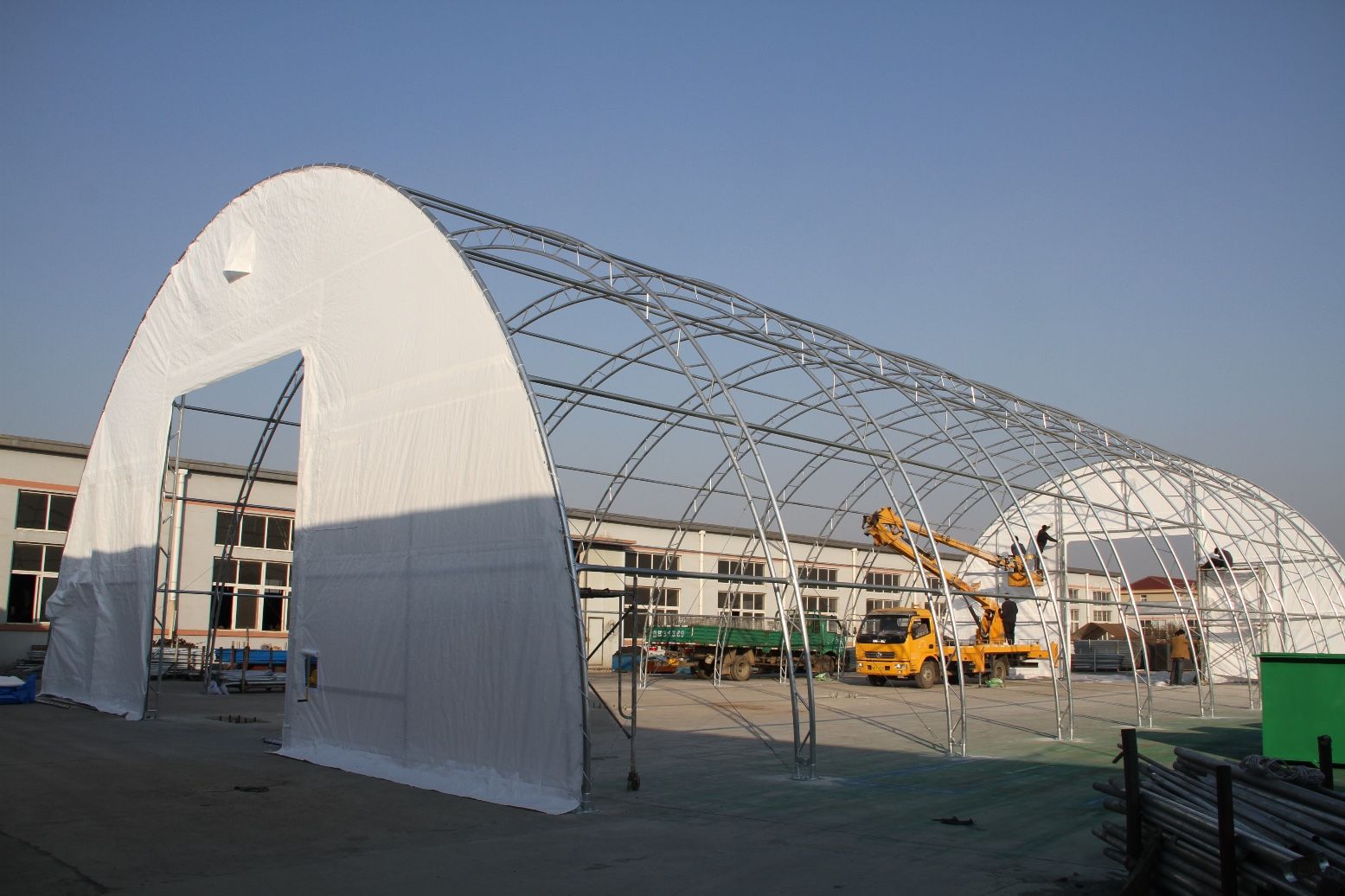 Hala namiotowa łukowa 15,25x24,4m Podwójna kratownica Polski producent