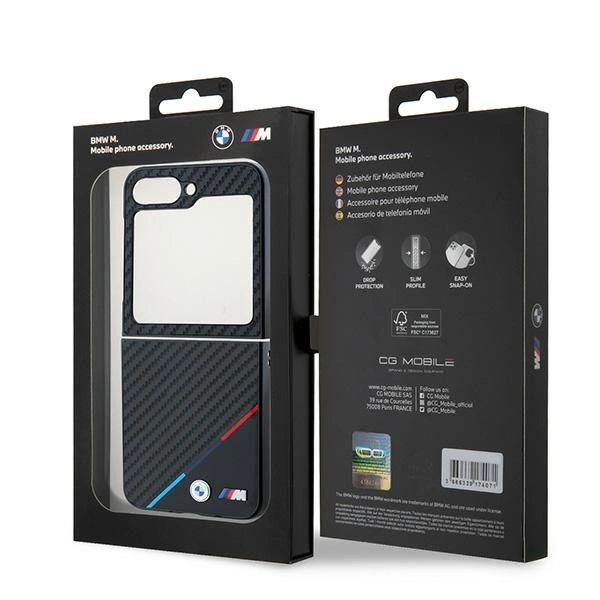 Etui BMW Carbon Tricolor na Samsung Galaxy Z Flip 6 - czarne