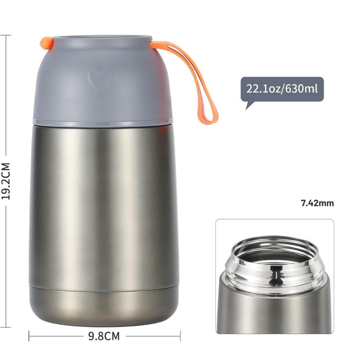 Termiczny Pojemnik na Żywność 630 ml z Stal Nierdzewna Bez Sztućców