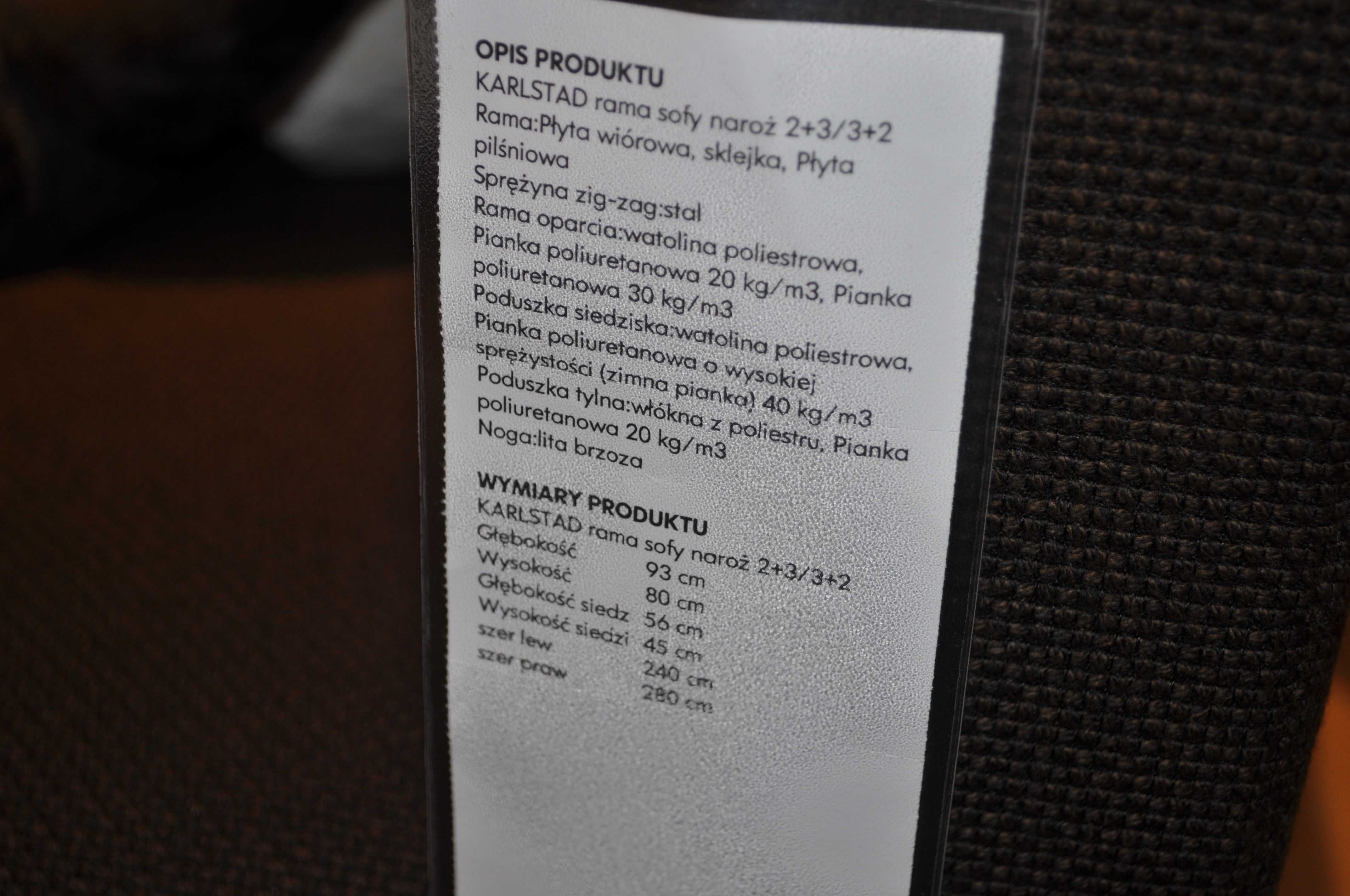 Sofa NAROŻNA KARLSTAD IKEA 2+3/3+2 - 240cm x 280cm jasnoszara używana