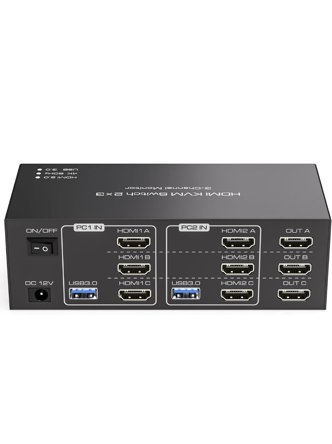HDMI KVM-перемикач 3 монітори 2 комп’ютери 4K -60Hz.