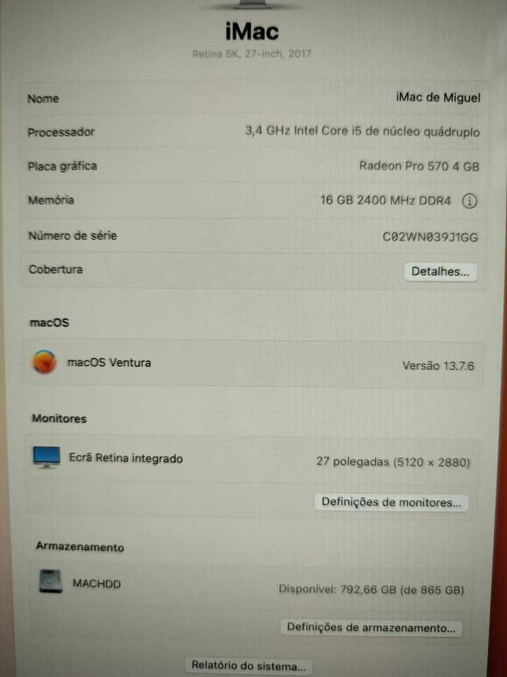 iMac Retina5K 2017 eótimo estado