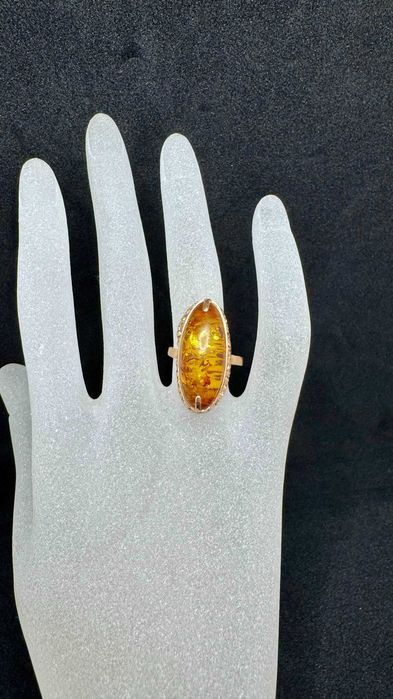 Złoty pierścionek z bursztynem 14ct 583, 5,87g, rozmiar: 16