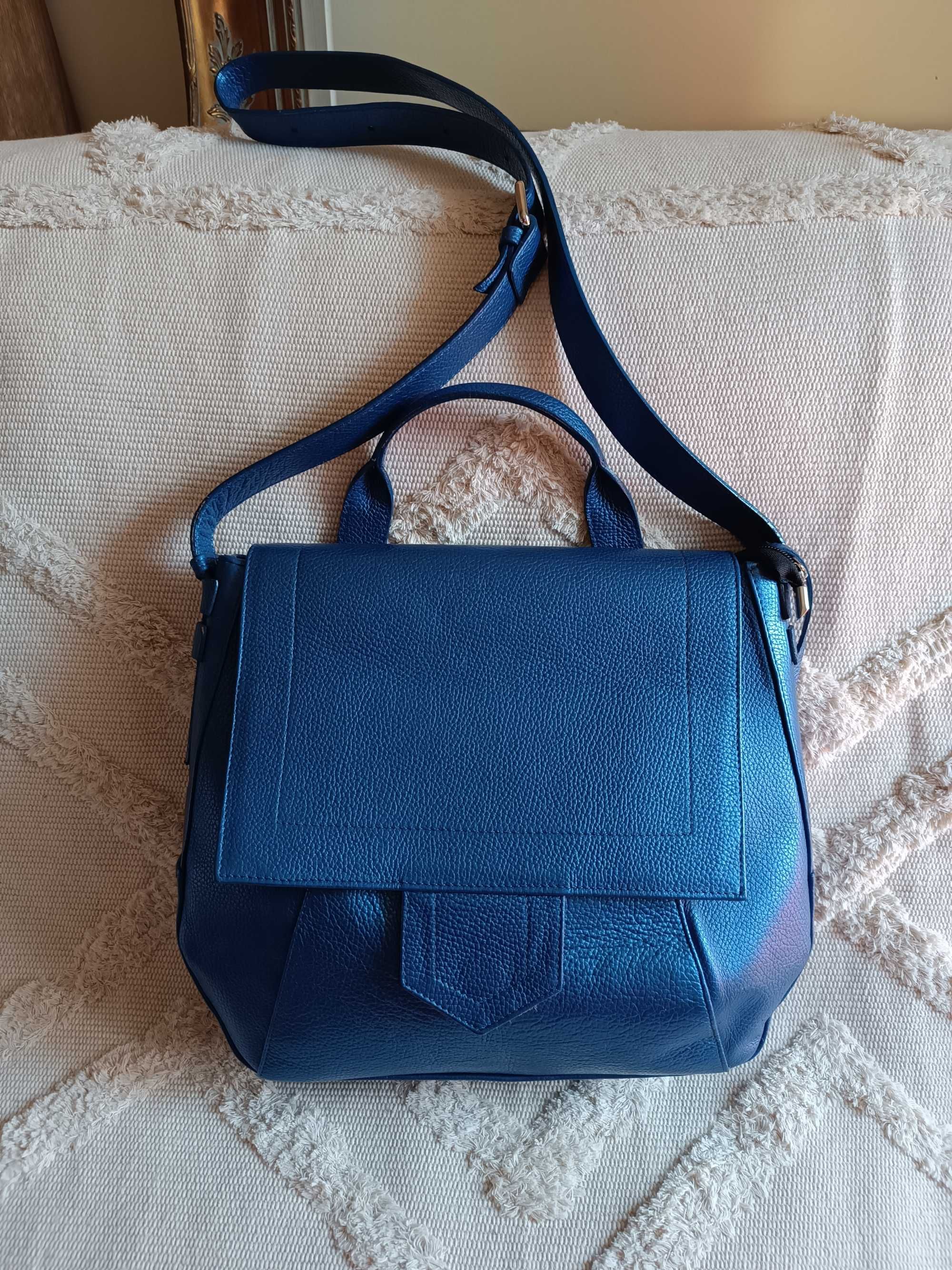 Torba Simple skóra kobaltowy metalik