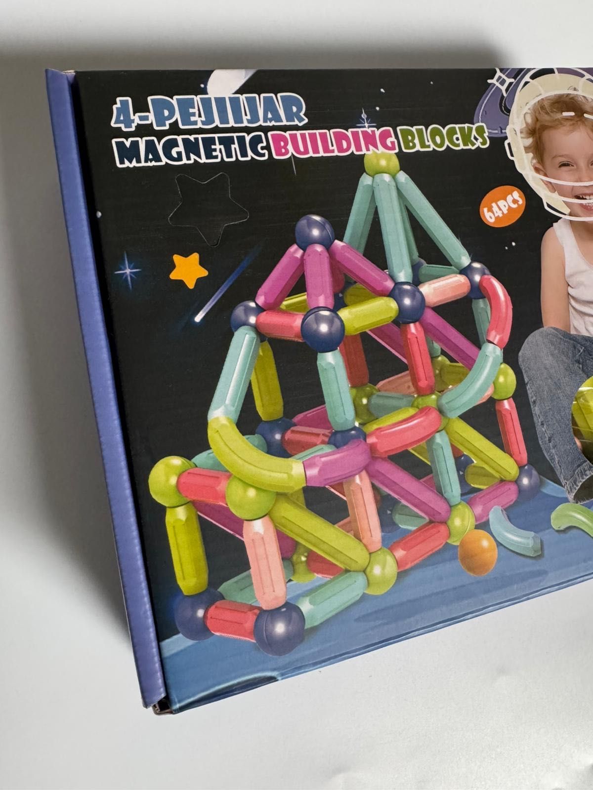 Klocki Magnetyczne Konstrukcyjne Edukacyjne Dla Dzieci 64 szt