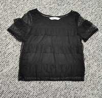 Czarna bluzka koszula galowa wyjściowa koronkowa 146 H&M
