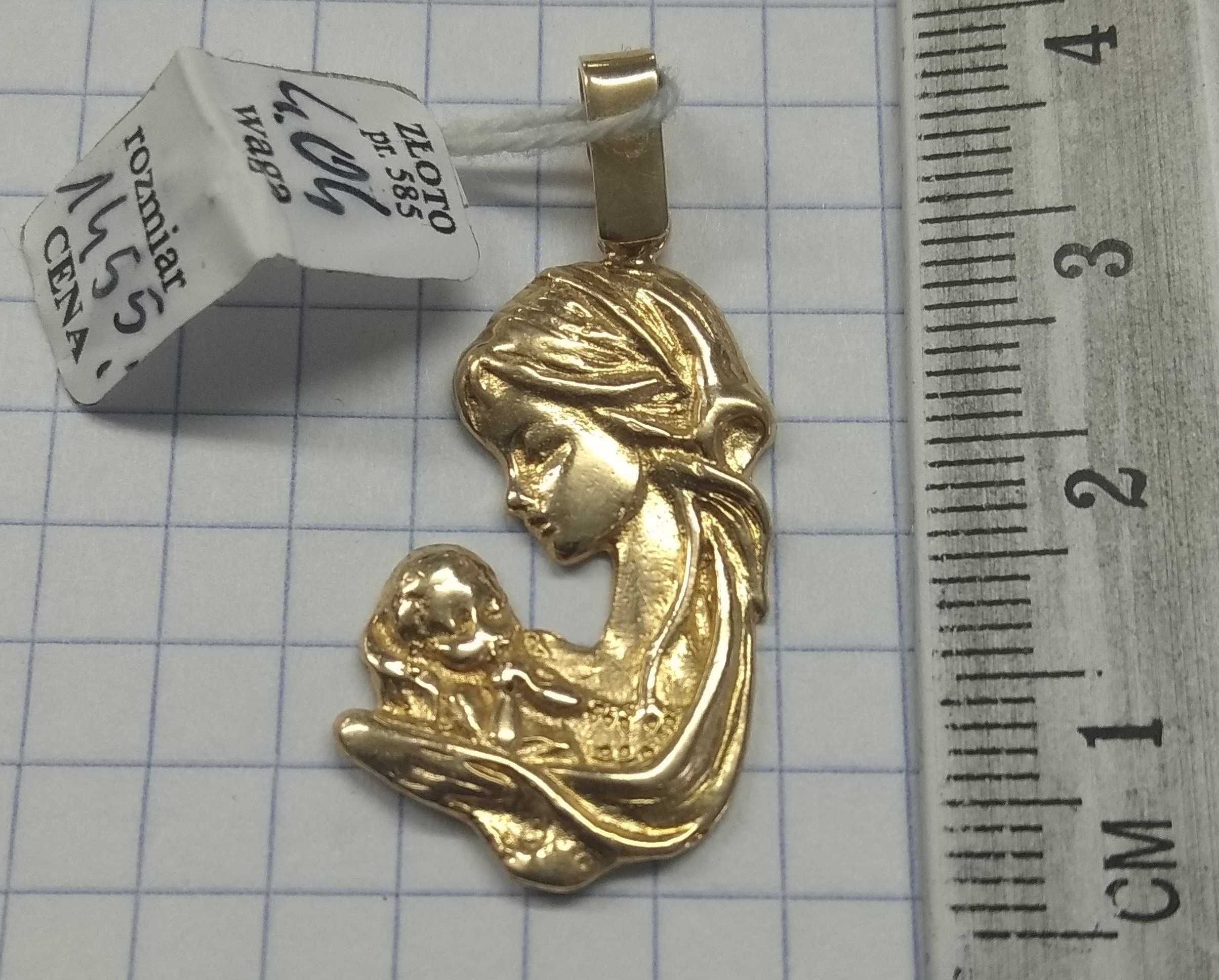 Medalik DUŻY Maryja z Dzieciątkiem Złoto 585 14karat NOWE