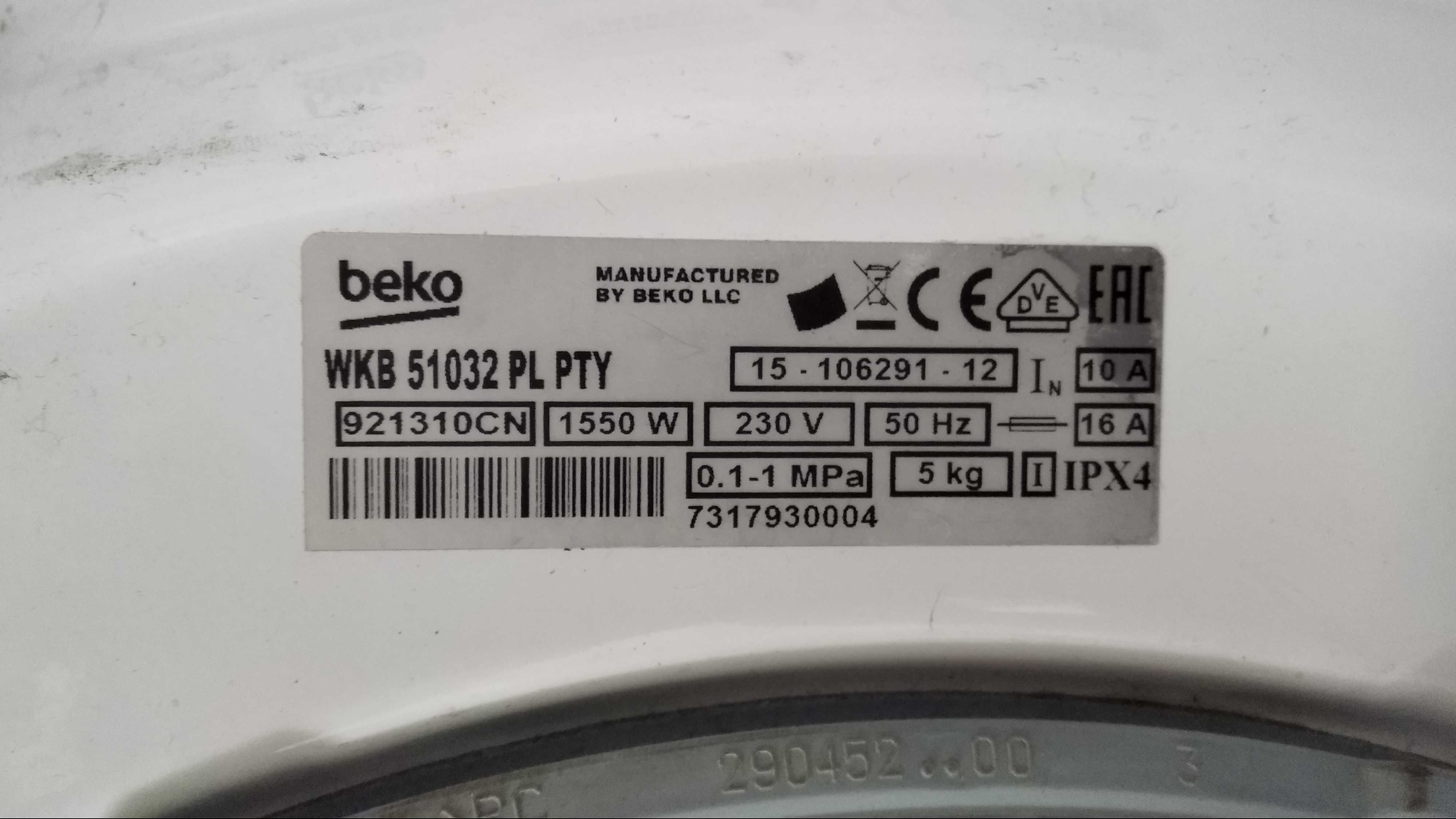 Pralka na części Beko wkb 51032 PL PTY